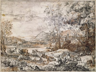 Un pastore e una pastorella che conversano da Claude Lorrain